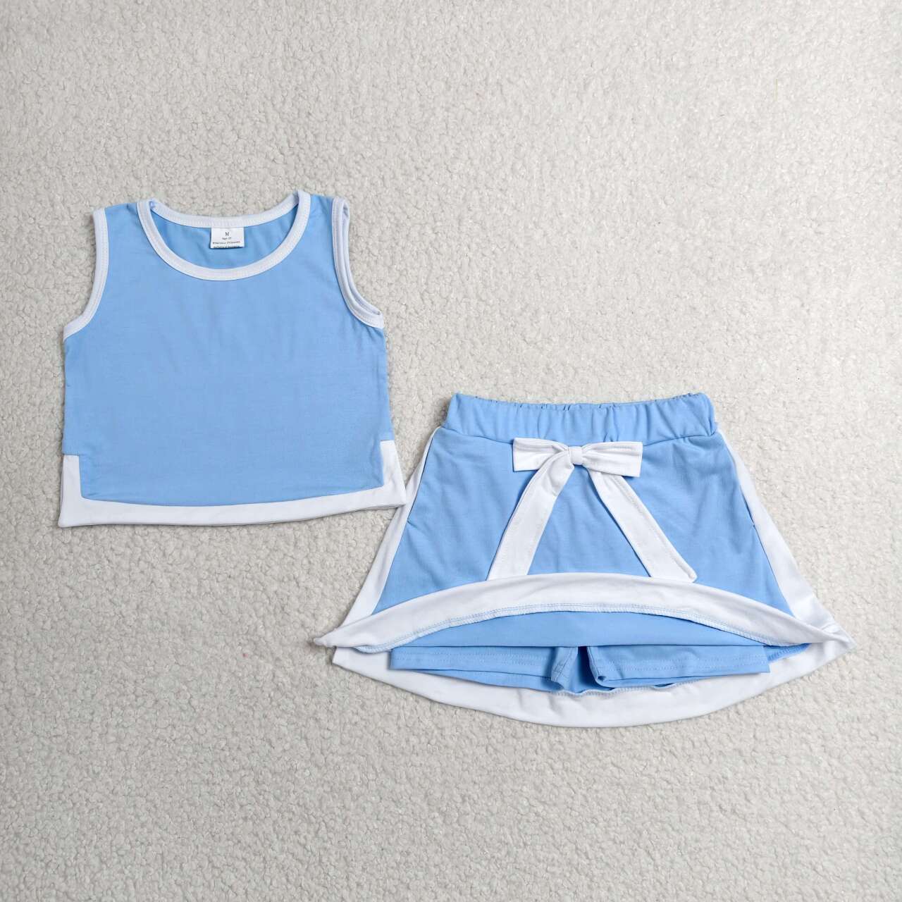 GSD3828  Blue White Crop Top Skort Baby Girls Summer Cotton Sport Outfits