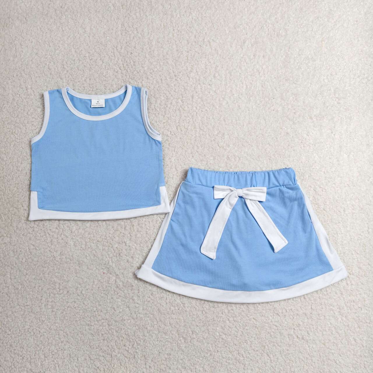 GSD3828  Blue White Crop Top Skort Baby Girls Summer Cotton Sport Outfits