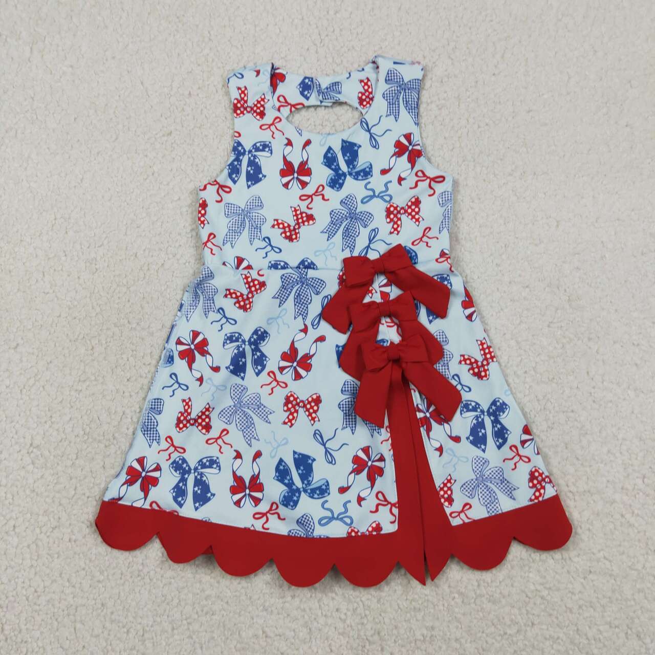 8 Colors Sleeveless Bows Shorts Baby Girls Scallop Knee Length Dresses Sisters Wear