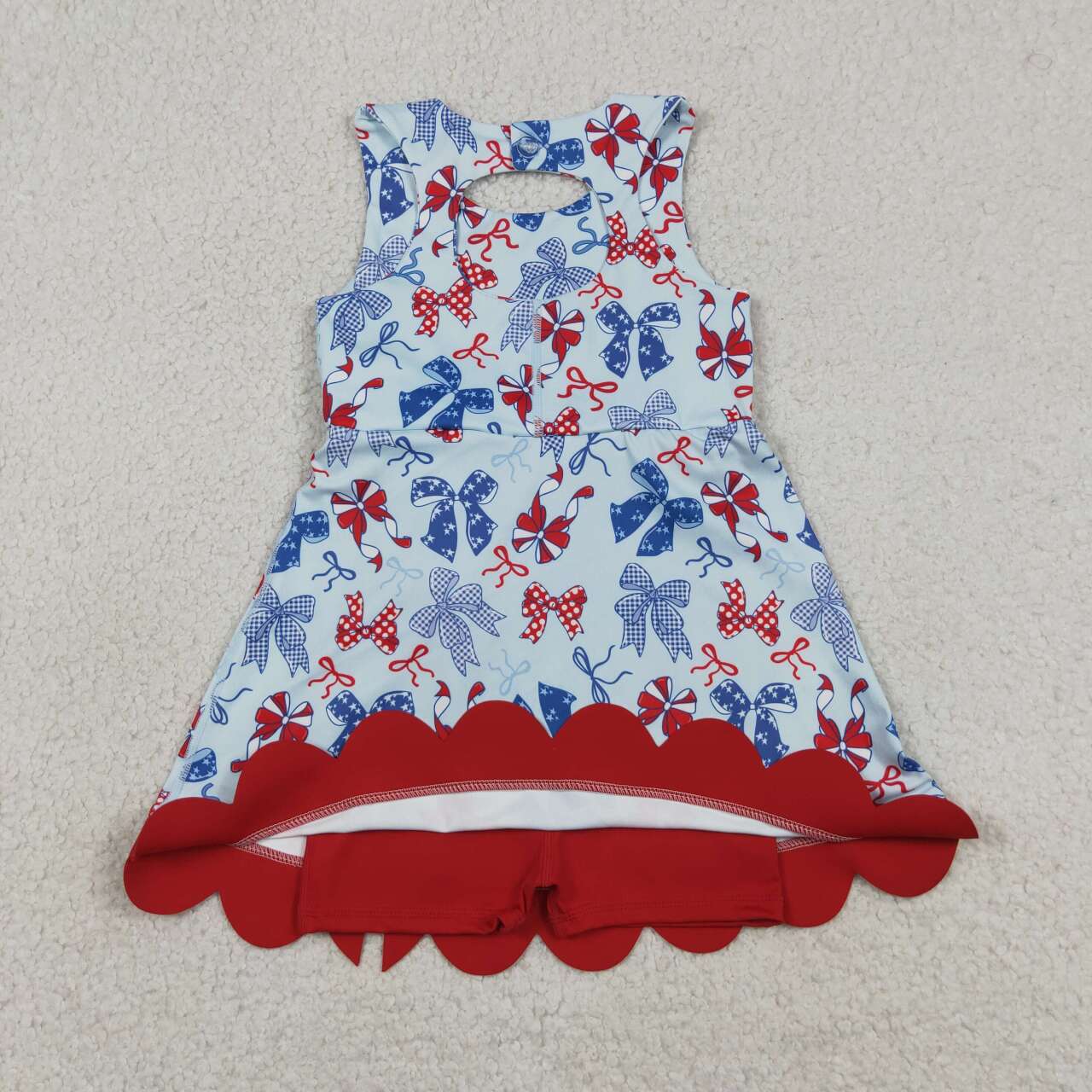 8 Colors Sleeveless Bows Shorts Baby Girls Scallop Knee Length Dresses Sisters Wear