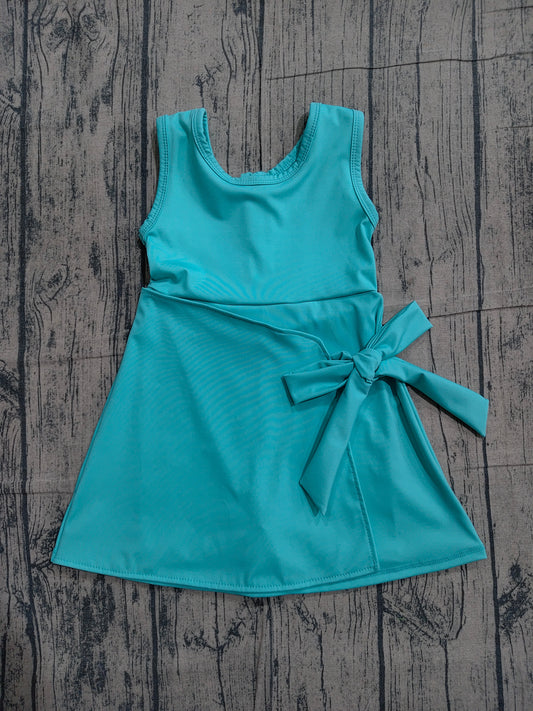 Preorder GSD3876 Blue Color Girls Sleeveless Summer Shorts Knee Length Yoga Dress