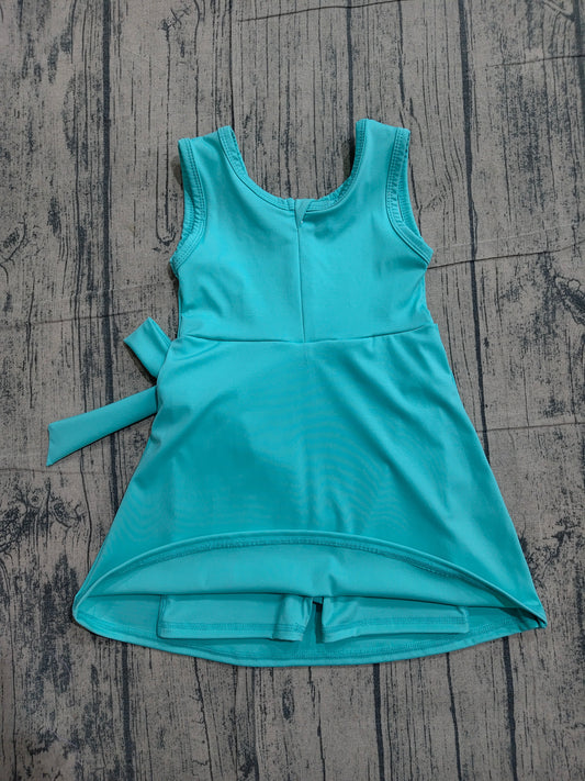 Preorder GSD3876 Blue Color Girls Sleeveless Summer Shorts Knee Length Yoga Dress
