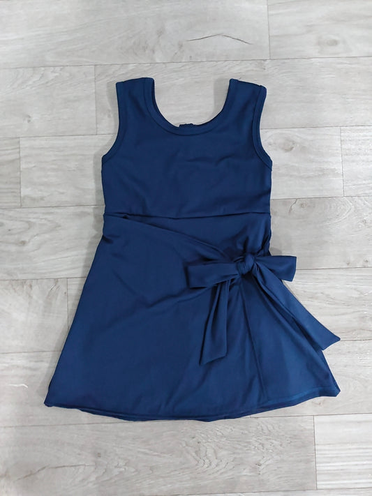7.2 Preorder Girls Navy Sleeveless Active Dress With Bow