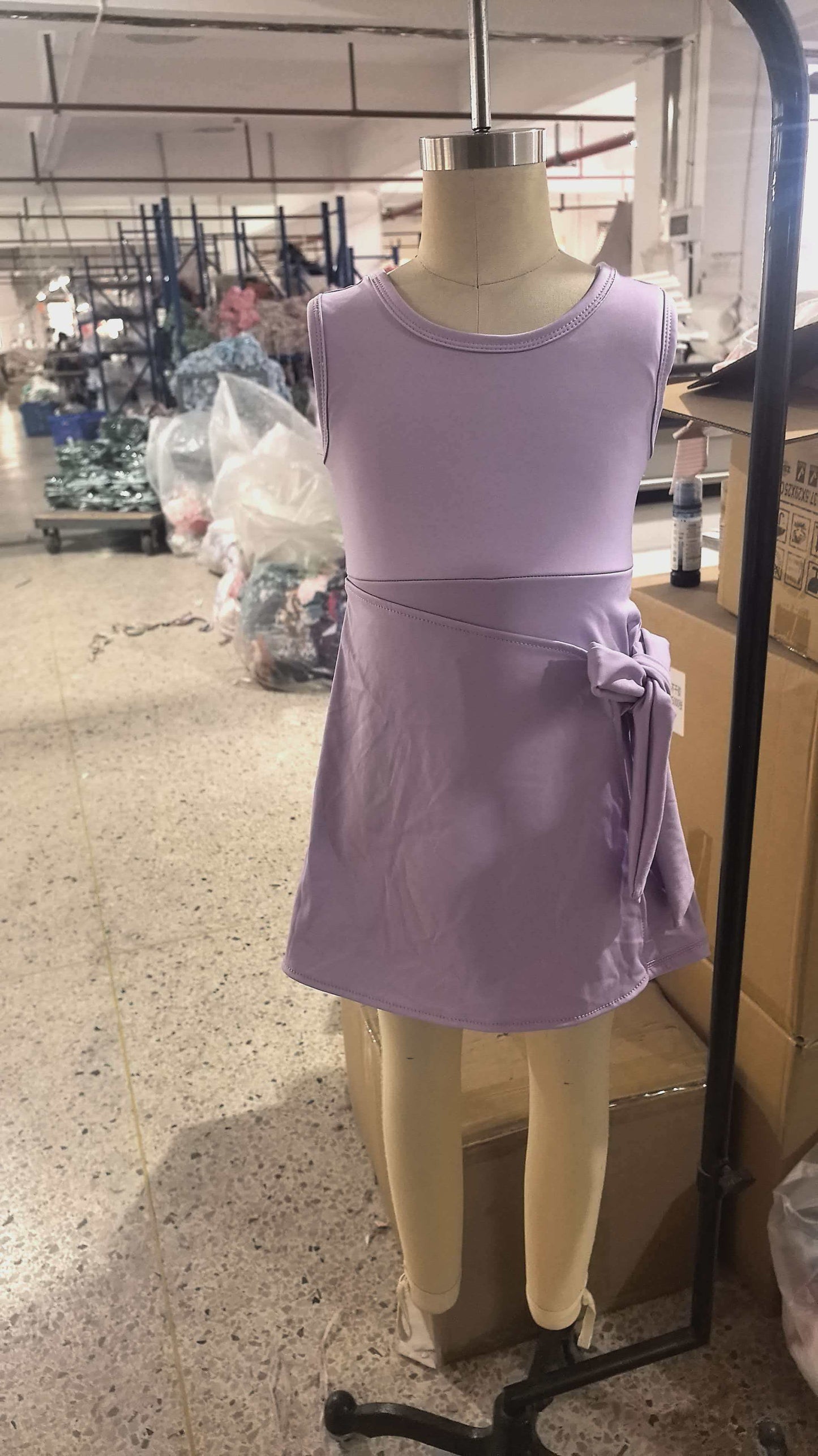 Preorder GSD3881 Purple Color Girls Sleeveless Summer Shorts Knee Length Yoga Dress