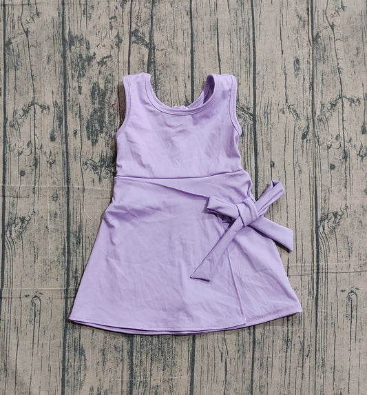 Preorder GSD3881 Purple Color Girls Sleeveless Summer Shorts Knee Length Yoga Dress