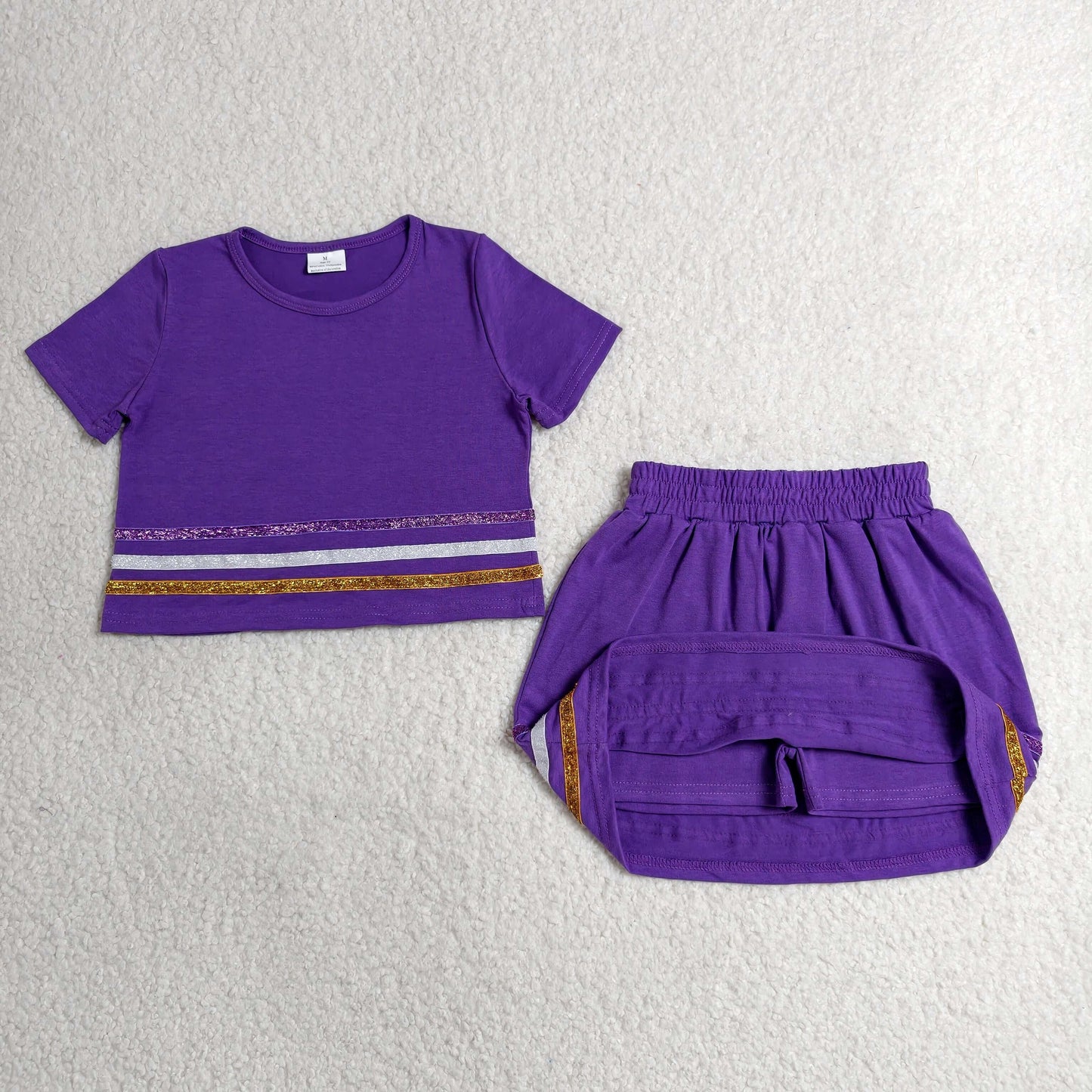 Sibling Baby Girls Solid Color Short Sleeve Top with Skort Sport Outfit