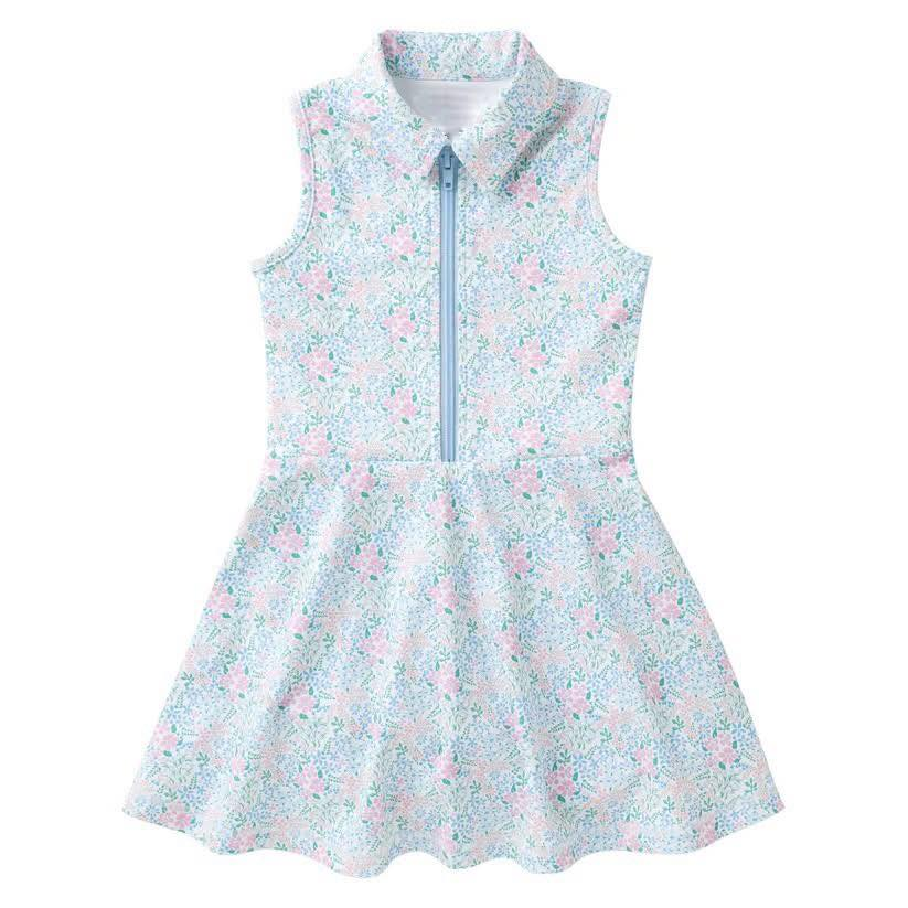3.20 GSD3966 Preorder Small Flowers Girls Summer Zipper Yoga Dress