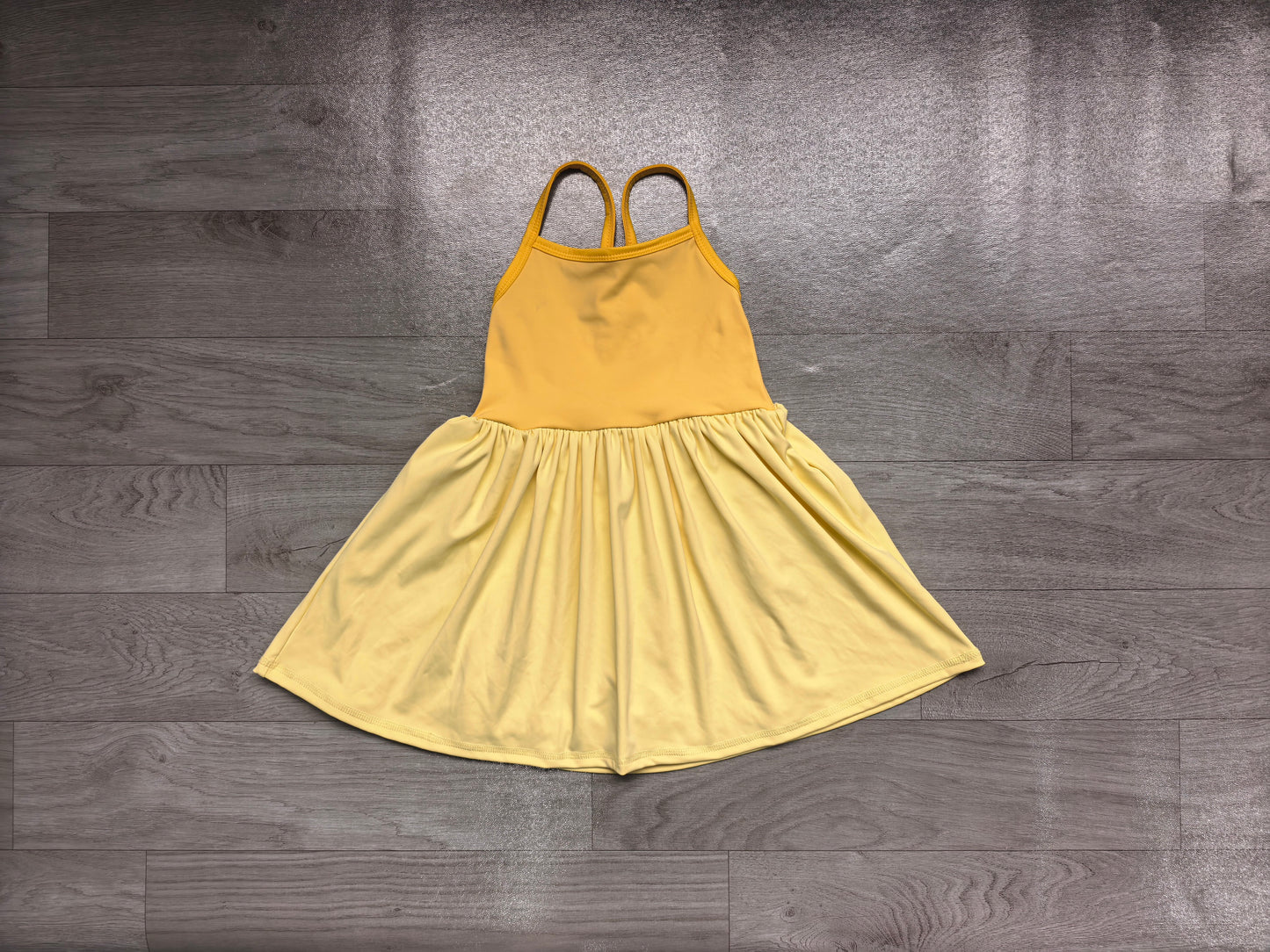 3.21 GSD3982 Preorder Yellow Cartoon Princess Strap Tulle Yoga Knee Length Dress