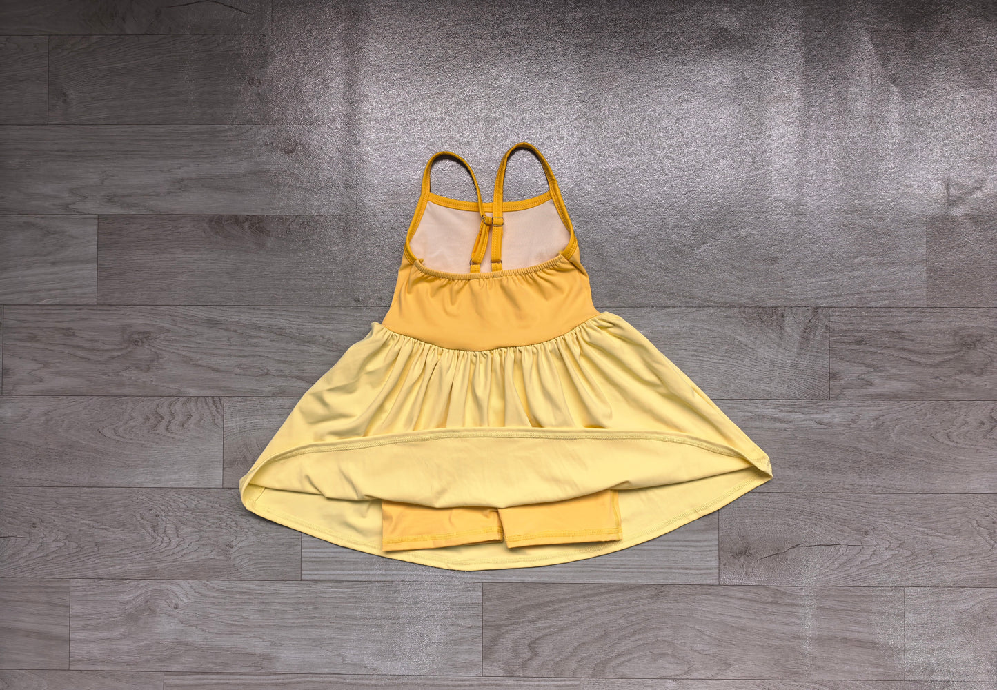 3.21 GSD3982 Preorder Yellow Cartoon Princess Strap Tulle Yoga Knee Length Dress