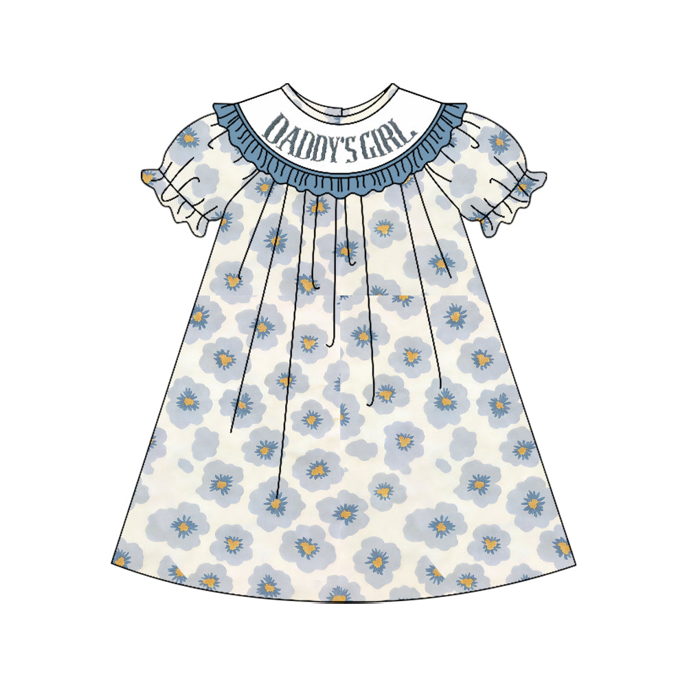 3.23 Daddy's Girl Blue Flowers Short Sleeve Dress Preorder