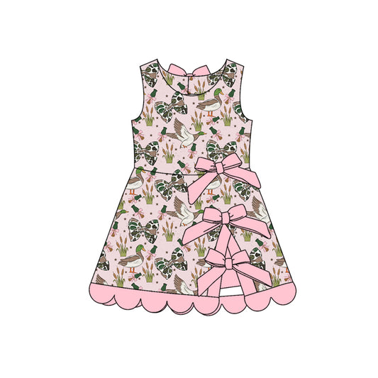 3.28 Girls Duck & Bow Print Sleeveless Dress with Pink Bow Back Detail Preorder