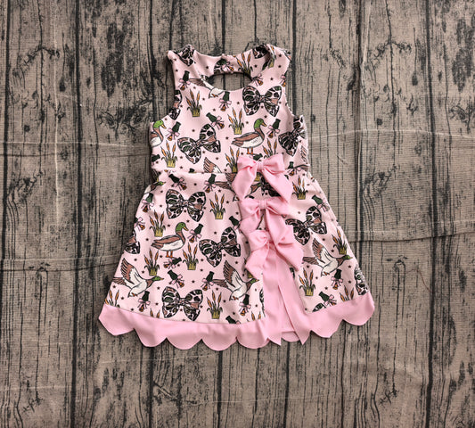 3.28 Girls Duck & Bow Print Sleeveless Dress with Pink Bow Back Detail Preorder
