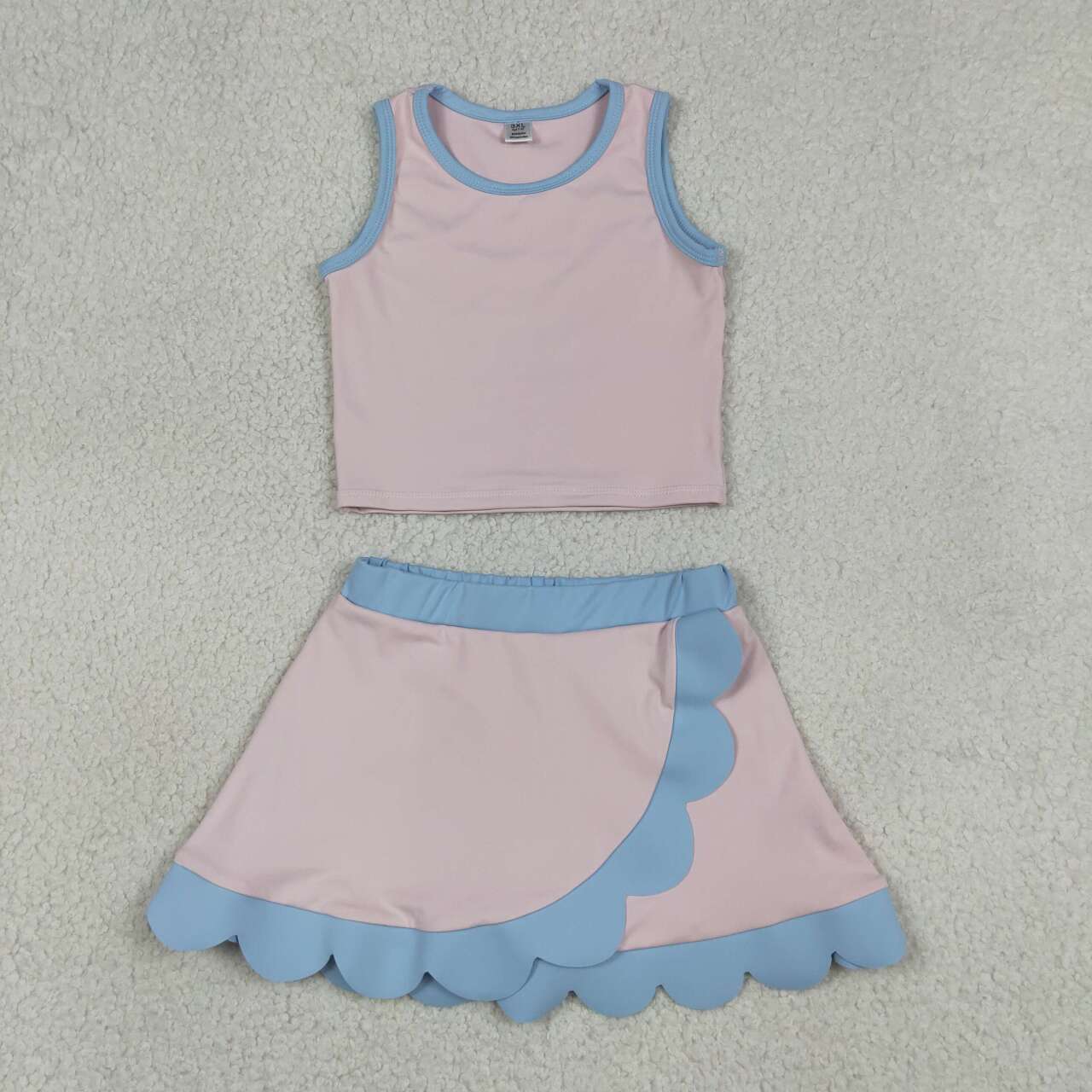 20 Solid Colors Tank Top Scallop Edge Skort Baby Girls Active Clothes Set Sisters Yoga Outfits