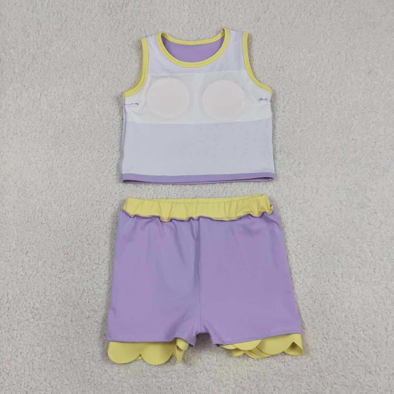 20 Solid Colors Tank Top Scallop Edge Skort Baby Girls Active Clothes Set Sisters Yoga Outfits