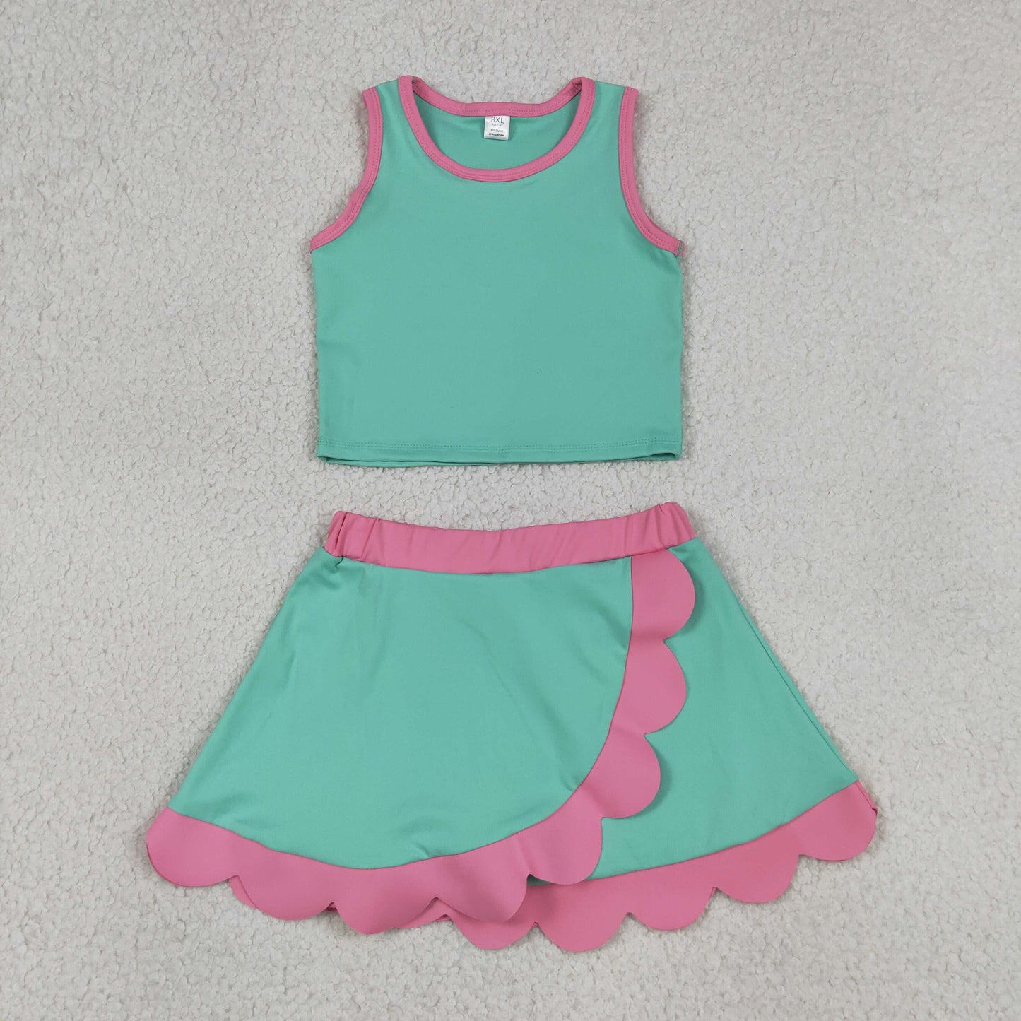 Sibling Baby Girls Sleeveless Tank With Scallop Skort Active Outfit