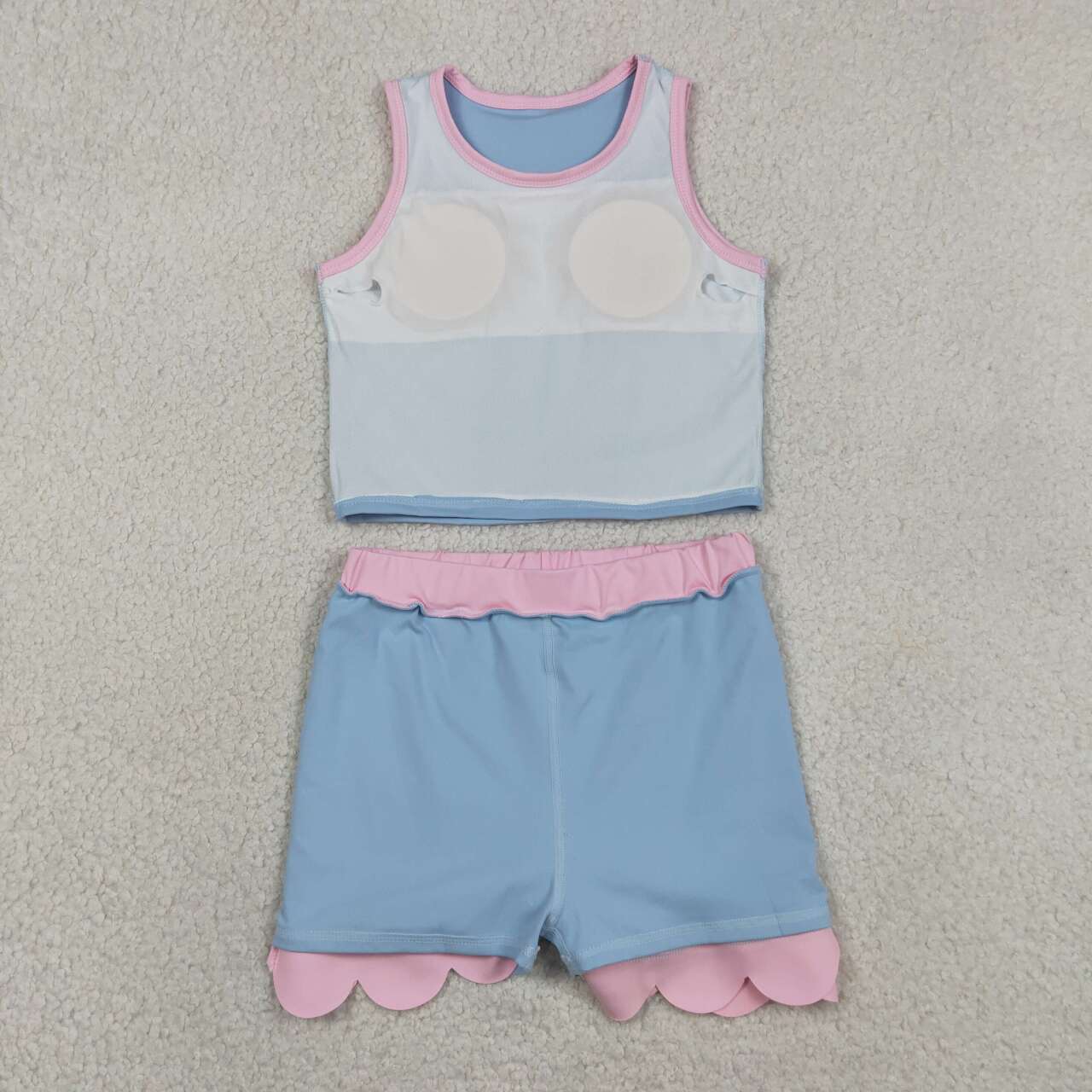 GSD4014  Light Blue & Pink Tank Top Scallop Edge Skort Girls Active Outfits