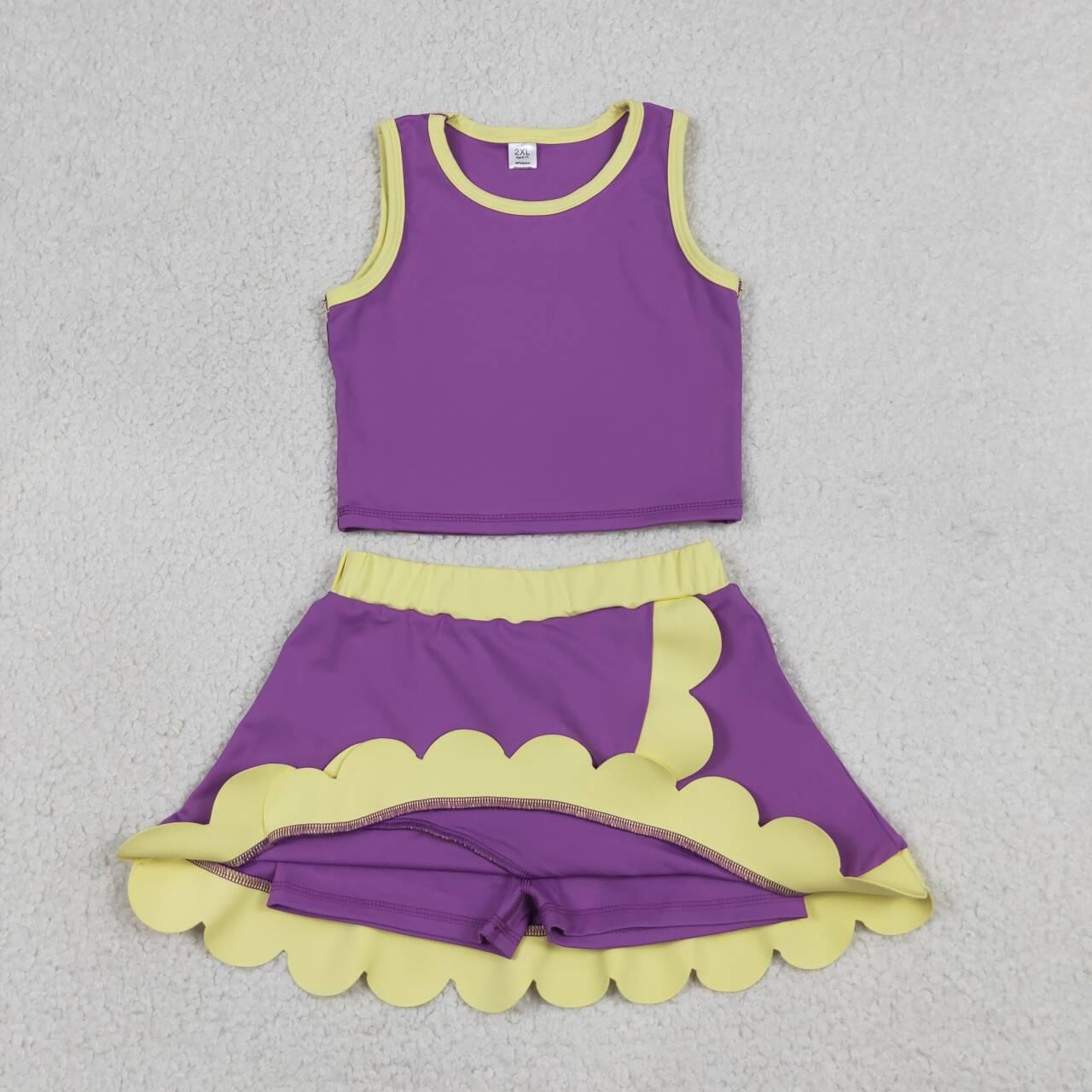 Sibling Baby Girls Sleeveless Tank With Scallop Skort Active Outfit