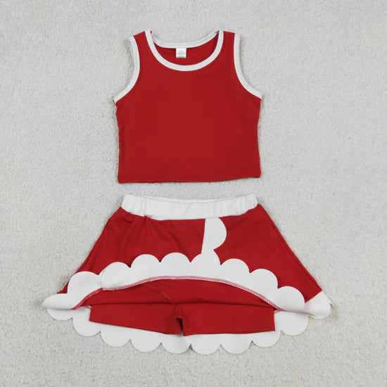 Sibling Baby Girls Sleeveless Vests Top Scallop Skirt Short Yoga Active Clothes Set
