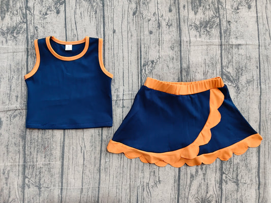 3.30 Toddler Girls navy Scalloped Edge 2-Piece Set | Sleeveless Top & Skort Active Outfit Preorder
