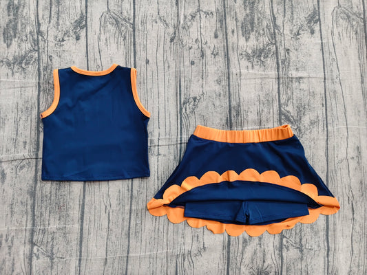 3.30 Toddler Girls navy Scalloped Edge 2-Piece Set | Sleeveless Top & Skort Active Outfit Preorder