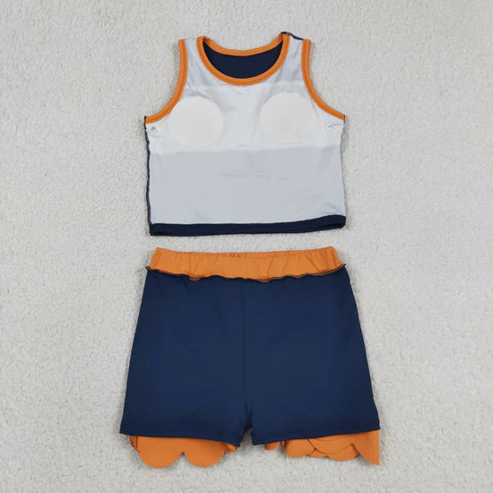Sibling Baby Girls Sleeveless Vests Top Scallop Skirt Short Yoga Active Clothes Set