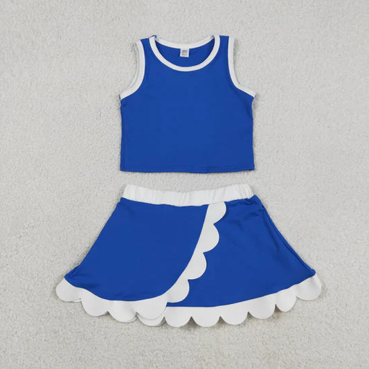 Sibling Baby Girls Sleeveless Vests Top Scallop Skirt Short Yoga Active Clothes Set