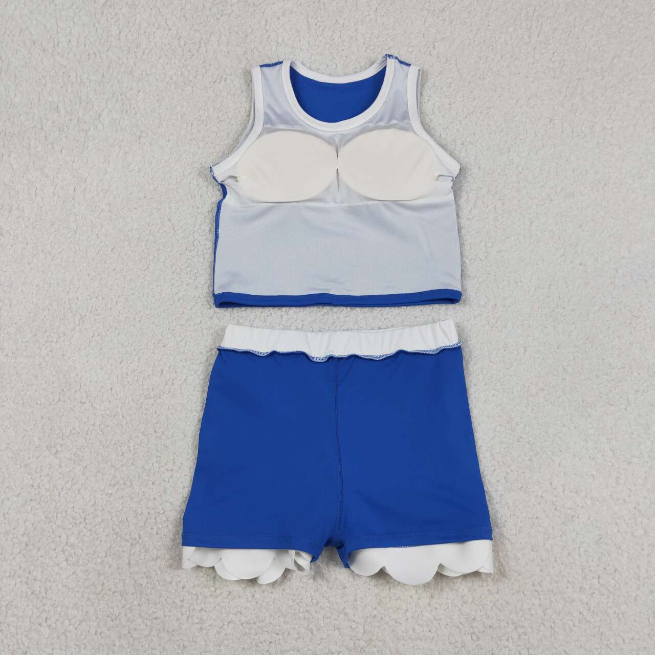 Toddler Sibling Kids Girls Royalblue With White Ruffle Dress & Skort Outfit Active Wear