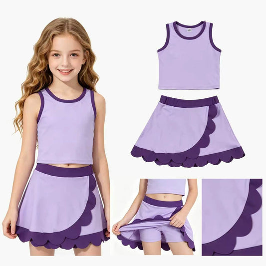 GSD4026 Violet Tank Top Scallop Edge Skort Girls Active Outfits