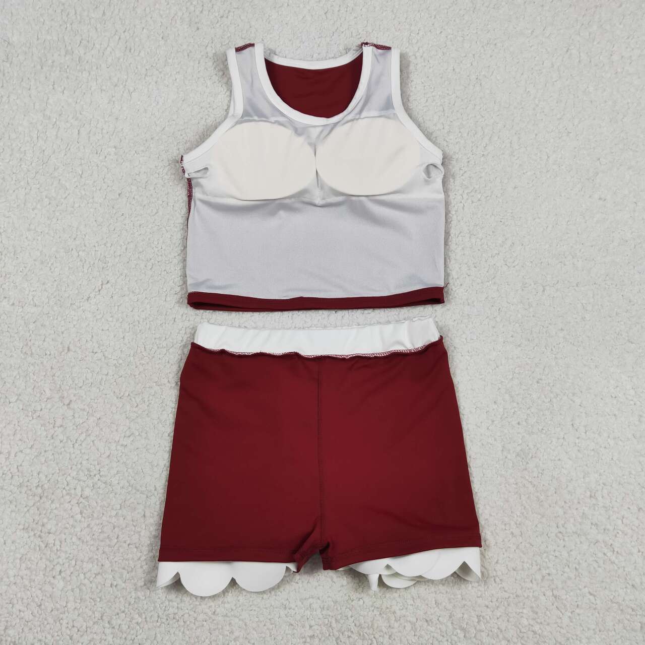 Toddler Girls Wine Scalloped Edge 2-Piece Set | Tank Top & Skort Active Outfit