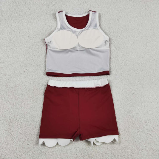 Toddler Girls Wine Scalloped Edge 2-Piece Set | Tank Top & Skort Active Outfit