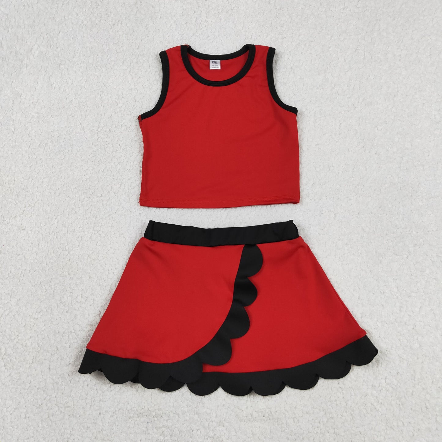 20 Solid Colors Tank Top Scallop Edge Skort Baby Girls Active Clothes Set Sisters Yoga Outfits