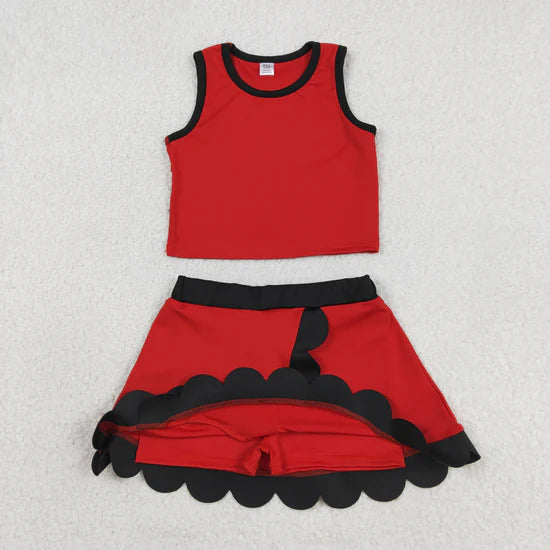Sibling Baby Girls Sleeveless Vests Top Scallop Skirt Short Yoga Active Clothes Set