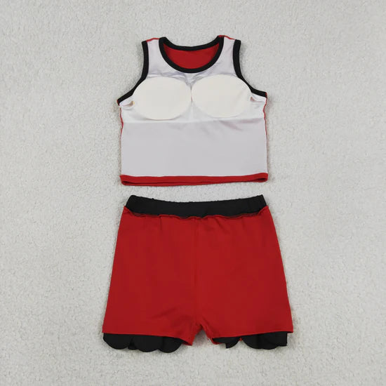 Sibling Baby Girls Sleeveless Vests Top Scallop Skirt Short Yoga Active Clothes Set