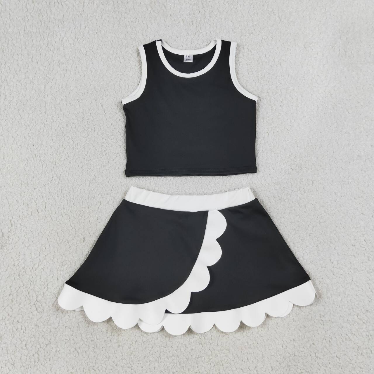 Sibling Baby Girls Sleeveless Tank With Scallop Skort Active Outfit