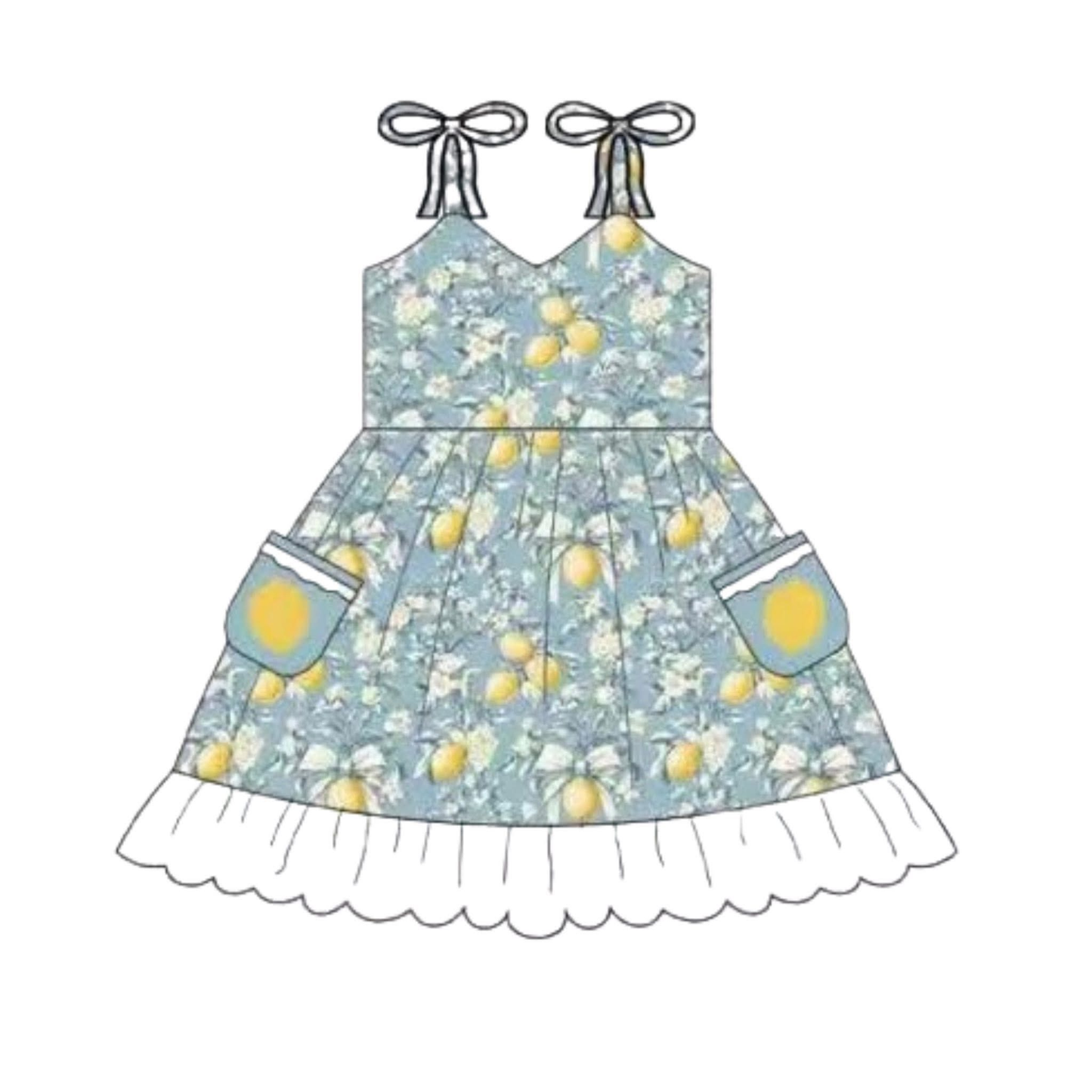 3.30 Baby Girls Lemon Strap Dress with Pocket Preorder