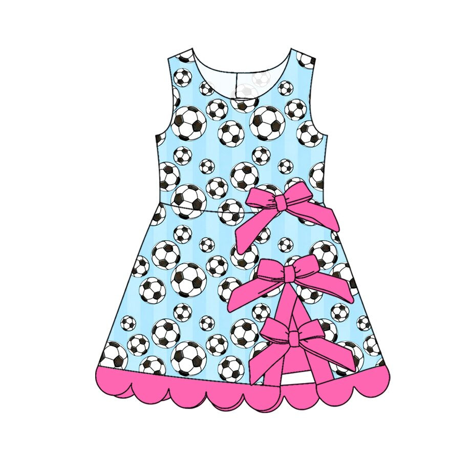 4.2 Toddler Girls Soccer Print Sleeveless Scalloped Active Dress Preorder