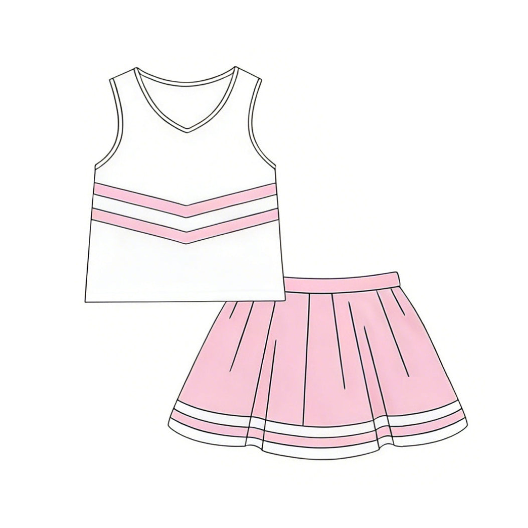 4.2 Toddler Girl Pink & White Cheerleading Outfit  Preorder