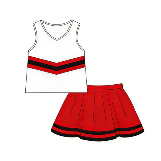 4.2 Toddler Girl Red & Black White Cheerleading Outfit  Preorder