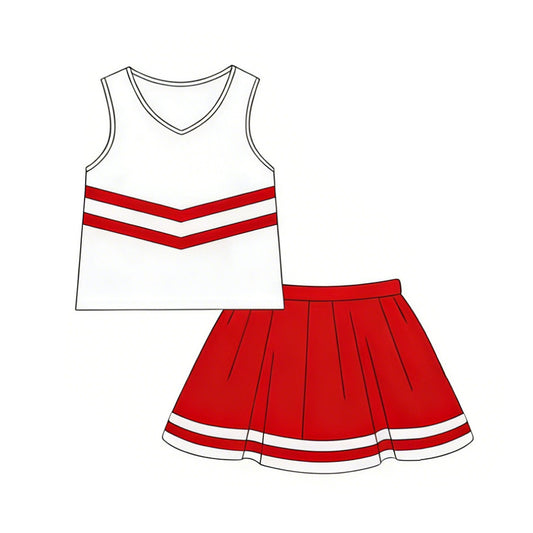 4.2 Toddler Girl Red &   White Cheerleading Outfit  Preorder