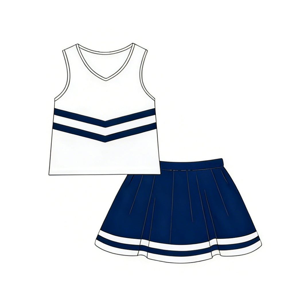 4.2 Toddler Girl Navy &  White Cheerleading Outfit  Preorder