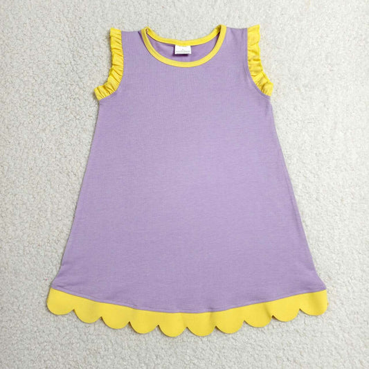 21 Colors Cotton Scallop Edge Girls Summer Dress Sisters Teams Wear