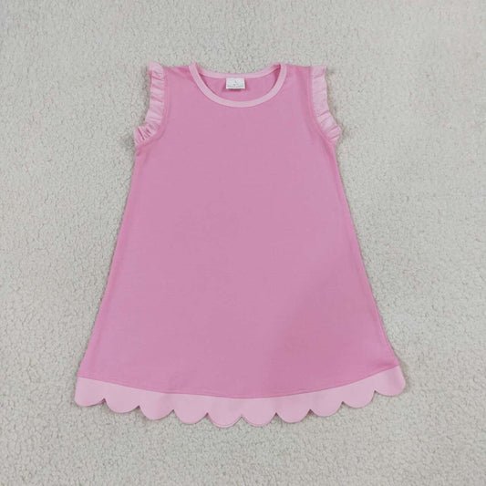 GSD4043 Pink Cotton Scallop Edge Toddler Girls Summer Dress