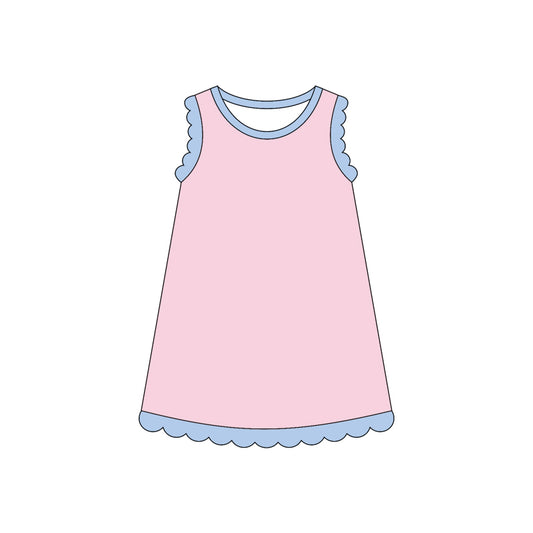 4.3 Toddler Girls Light Pink Scalloped Edge Ruffle Tank Dress Preorder