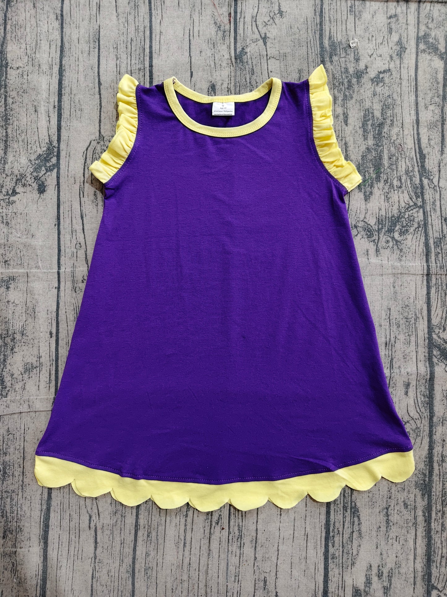 Toddler Girls Purple Scalloped Edge Ruffle Tank Dress Preorder