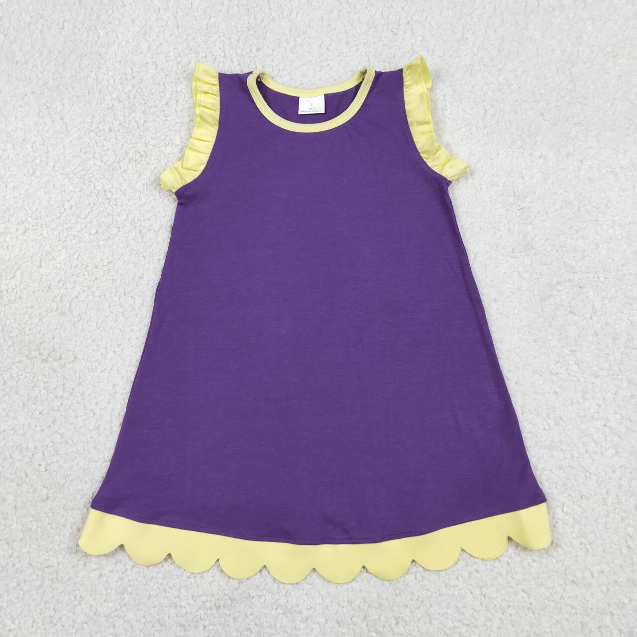 21 Colors Cotton Scallop Edge Girls Summer Dress Sisters Teams Wear
