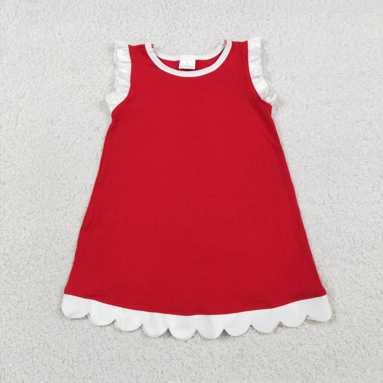 21 Colors Cotton Scallop Edge Girls Summer Dress Sisters Teams Wear