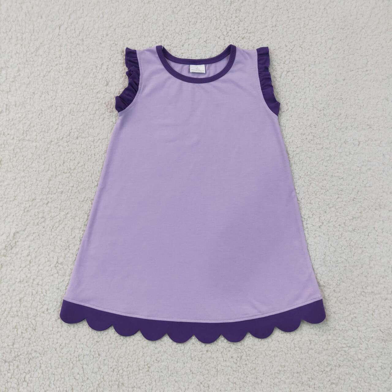 21 Colors Cotton Scallop Edge Girls Summer Dress Sisters Teams Wear