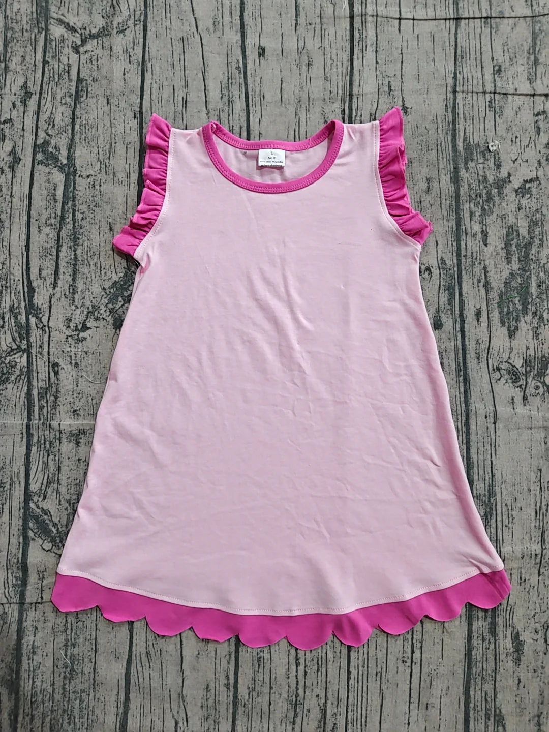 21 Colors Cotton Scallop Edge Girls Summer Dress Sisters Teams Wear