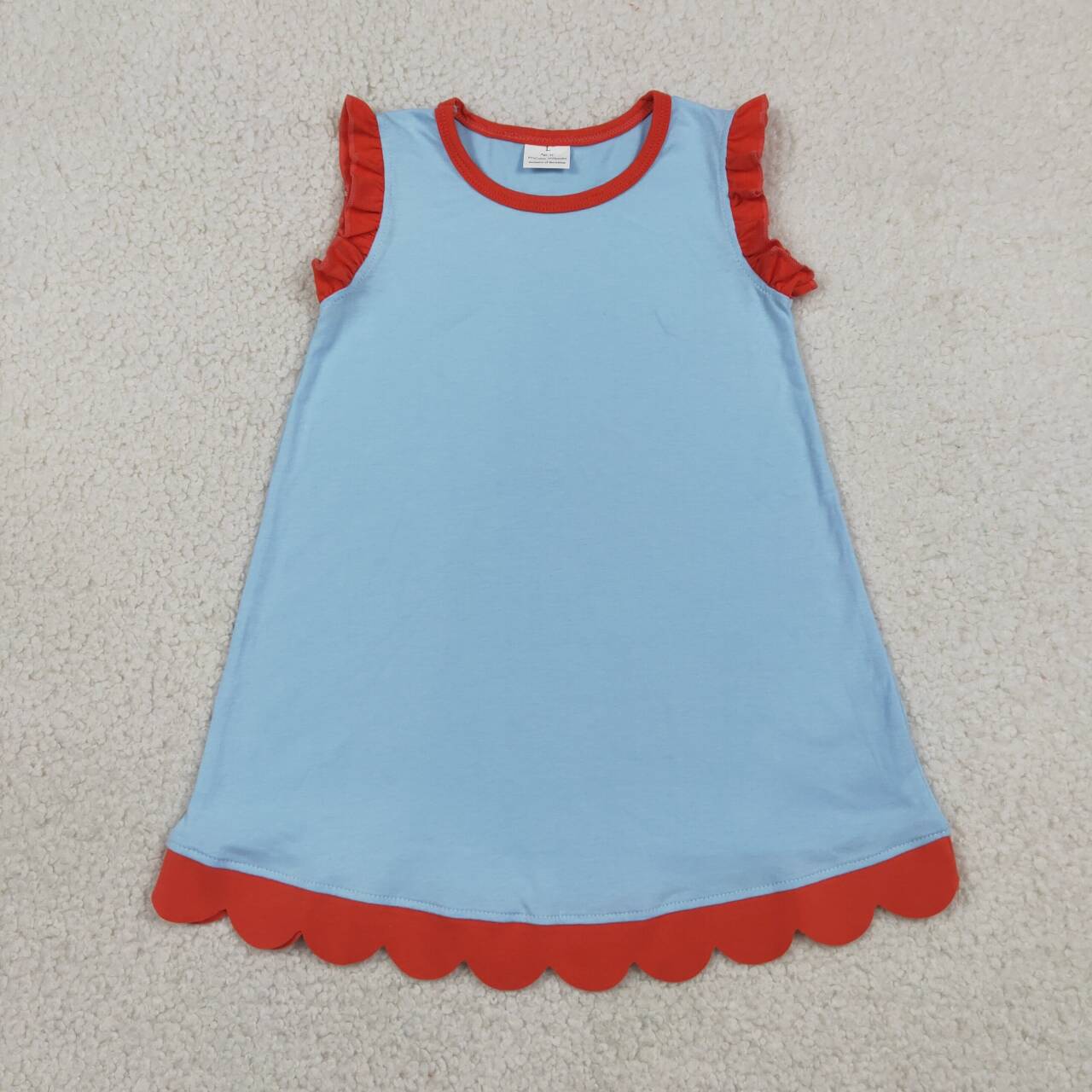 Sibling Baby Girls Sleeveless Scallop Knee Length Dresses
