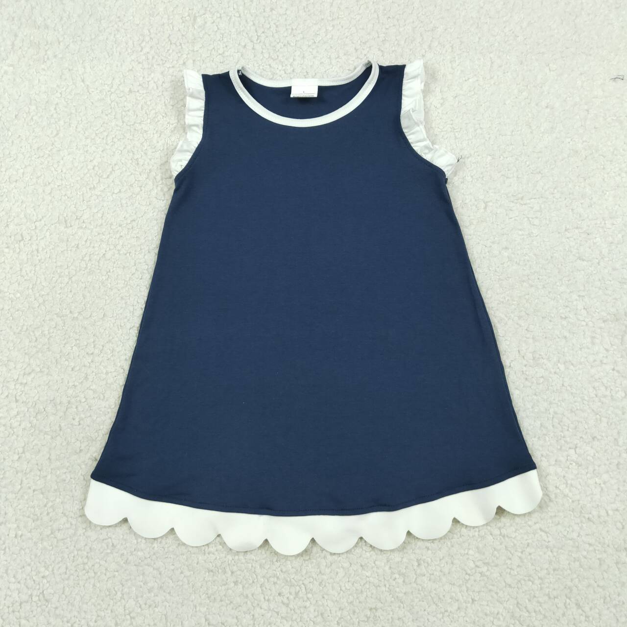 Sibling Baby Girls Sleeveless Scallop Knee Length Dresses